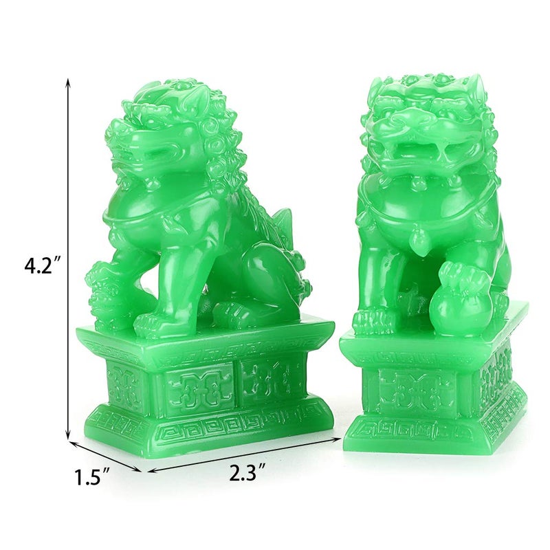 MDLUU Pair of Fu Foo Dogs, Guardian Lions, Feng Shui Lion Statues for Cash Register, Office Desk, House Warming, Store Opening Gift - Image 3